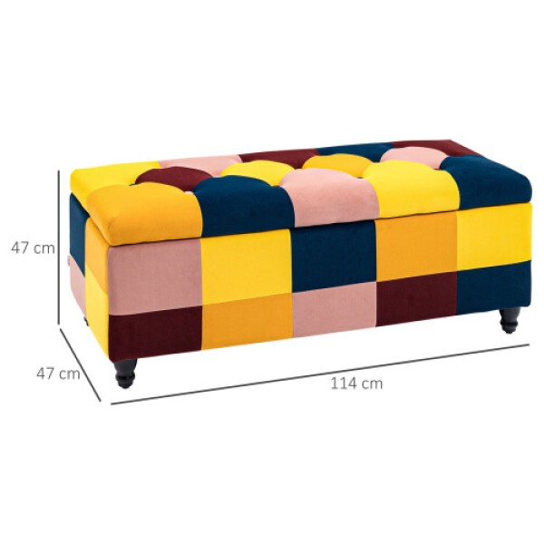 HOMCOM 114 x 47 x 47 cm Velvet Storage Ottoman, Button-Tufted Footstool
